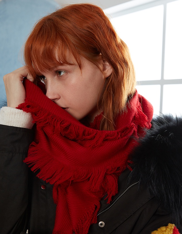 Ozwear Connection Uggs - Ugg Fringed Check Wool Scarf Tomato