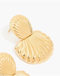 Lovisa - Waterproof Gold Plated Stainless Steel Double Shell Stud Drop Earrings