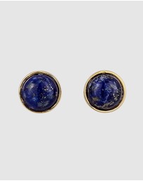 Elli Jewelry - Earrings Stud Lapis Lazuli Circle 925 Sterling Silver Gold-Plated