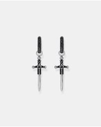 THOMAS SABO - Single hoop earring with sword & black stones