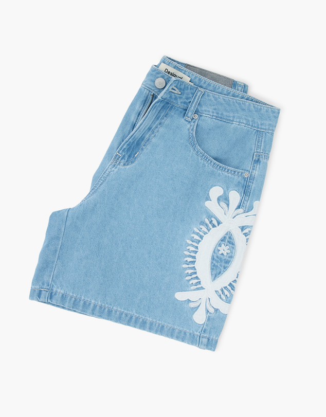 Desigual - Denim Bermuda shorts with embroidery