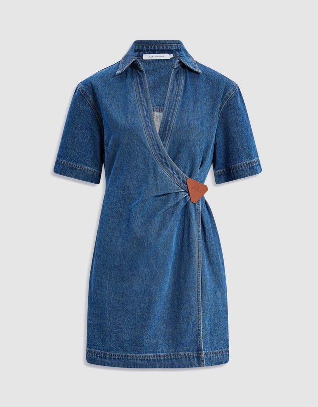 Aje Studio - Kendall Denim Wrap Mini Dress
