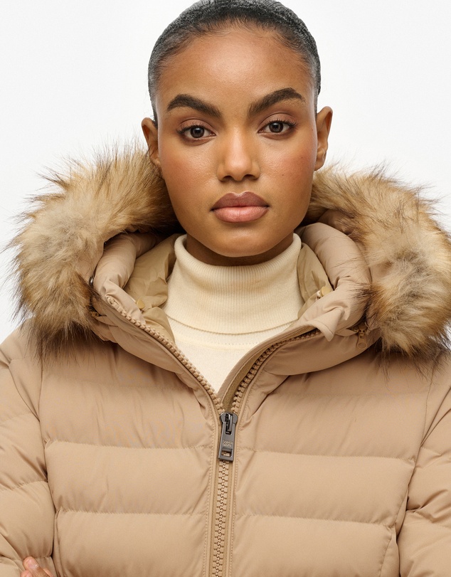 Superdry - Fuji Faux Fur Slim Fit Hood Padded Jacket
