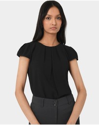 Forcast - Tamera Pleated Round Neck Top