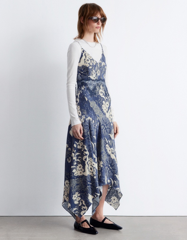 & Other Stories - Asymmetrical Satin Slip Midi Dress