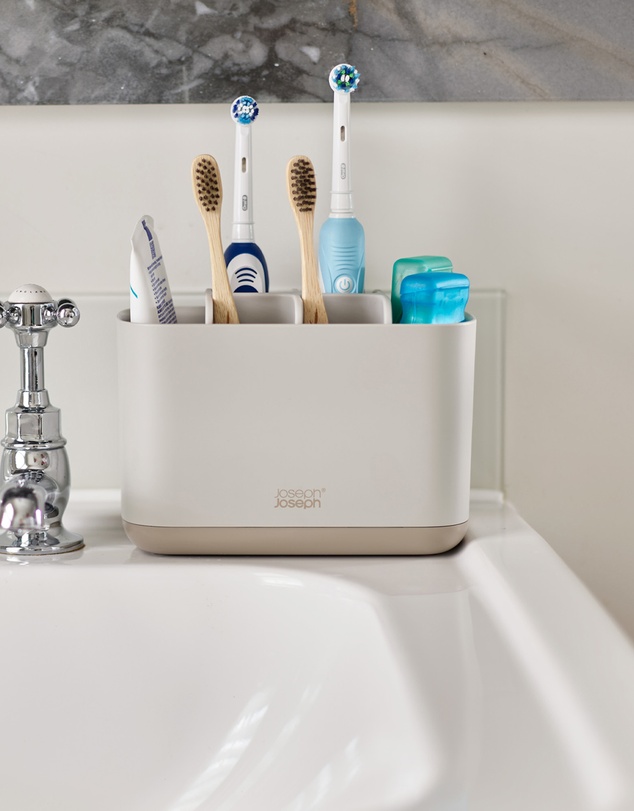 Joseph Joseph - EasyStore™ Large Toothbrush Caddy with Matt Finish (Ecru)