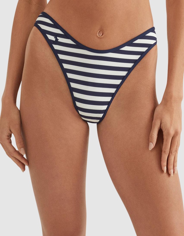 Polo Ralph Lauren - Pique Stripe High Leg Bikini Bottom