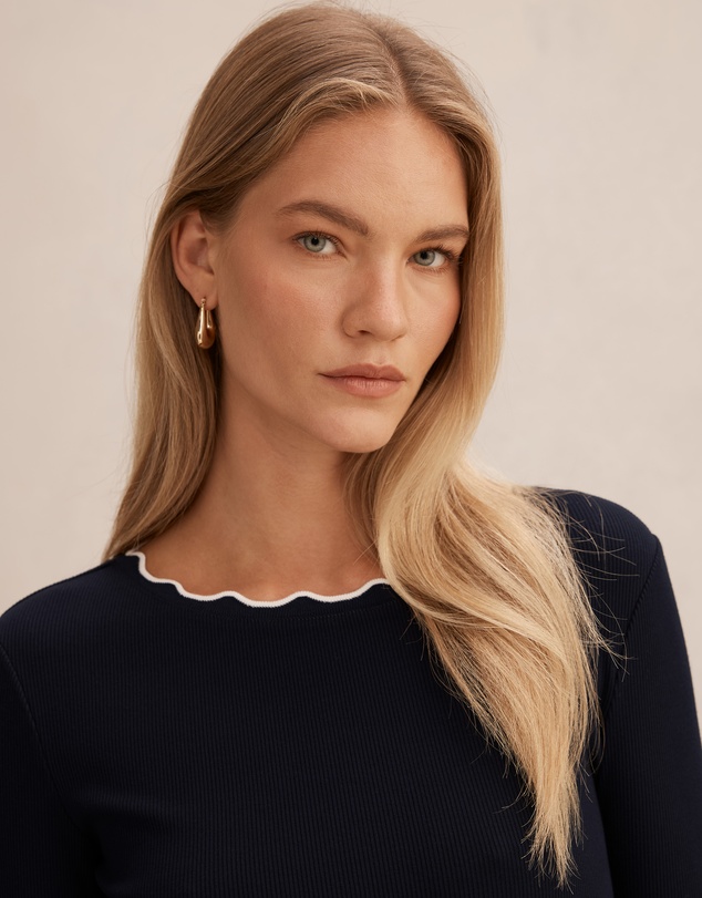 Forever New - Rebecca Scallop Long Sleeves Top