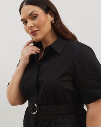 Atmos&Here Curvy - Amy Cotton Drill Mini Shirt Dress