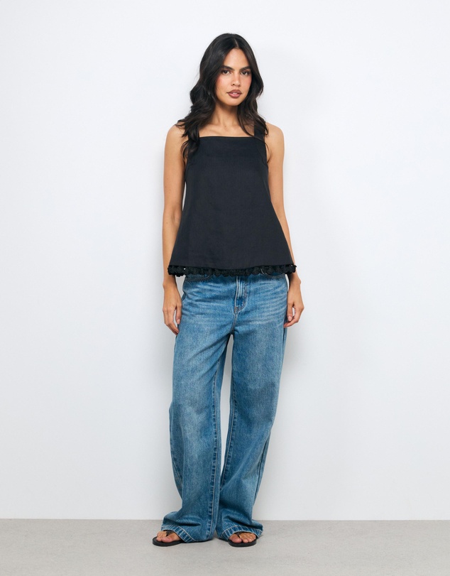 AERE - Lilia Linen Tassel Top