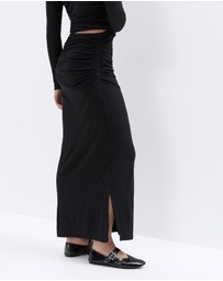 UNISON - Ruched Mesh Maxi Skirt