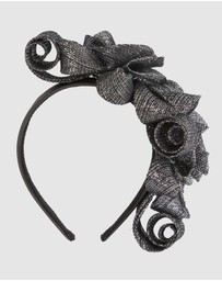 Max Alexander - Sinamay Curls Black Silver Fascinator