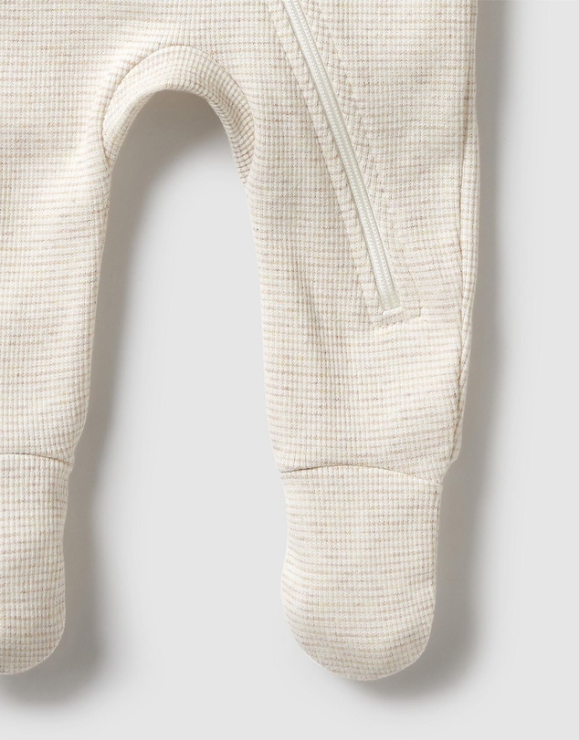 Wilson & Frenchy - Organic Stripe Rib Zipsuit with Feet - Babies
