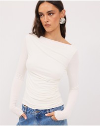 Calli - Mia Draped Long Sleeve Jersey Top