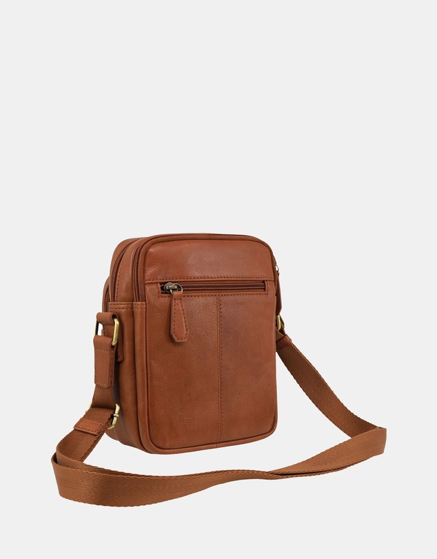 Pierre Cardin - Pierre Cardin Men's Leather Twin Zip Crossbody Bag