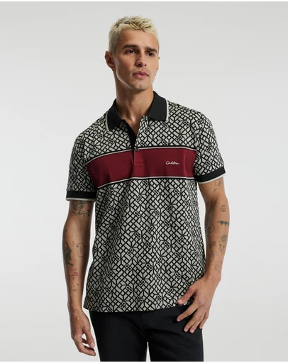 Calibre - Chest Panel Jacquard Polo Wine