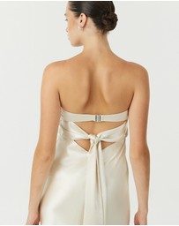 Third Form - Satin Tie Back Strapless Midi Dress