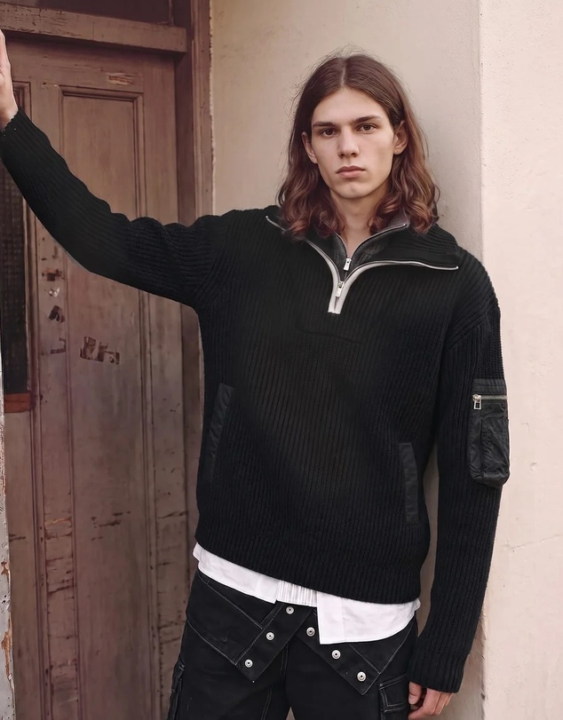 Andersson Bell - Double Layered Quarter Zip-Up Sweater