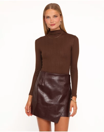 Petal & Pup - Parker Faux Leather Mini Skirt - Burgundy