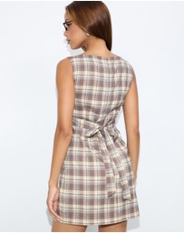 Dazie - Nori Boat Neck Check Mini Dress