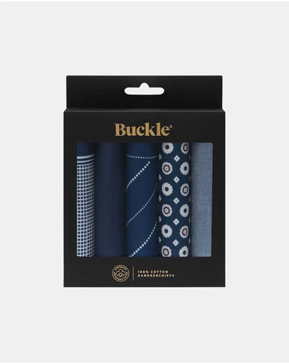 Buckle - Navy 5-Pack 100% Sustainable Cotton Handkerchief Set