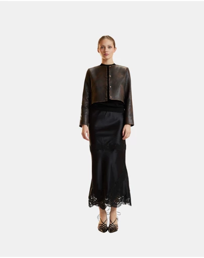 Cynthia Rowley - Winona Leather Crop Jacket