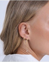 Elli Jewelry - Earrings Creoles Ear Chain Modern with Crystals in 925 Sterling Silver