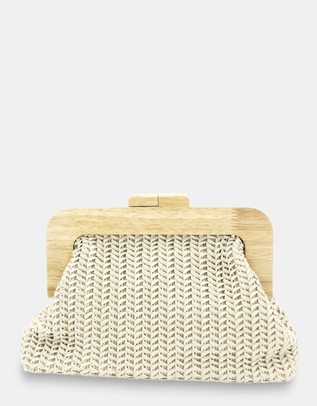 Morgan & Taylor - Erica Woven Clutch in Beige