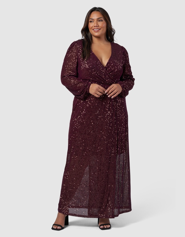 Pink Dusk by Curve Project - All I Want Sequin Maxi Dress