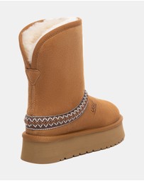 EVERAU - Australian Shepherd Ugg Short Fayle Platform Cow Suede Upper UGG Boots