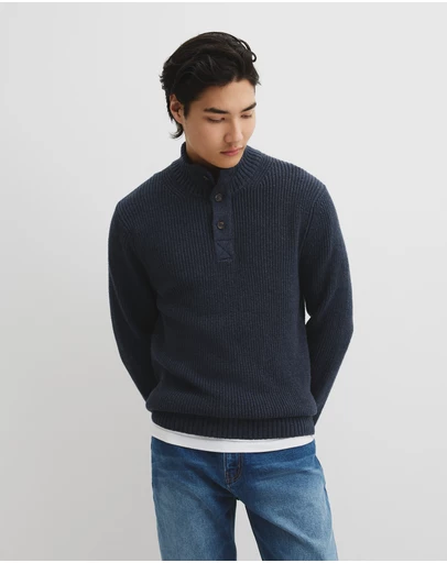 Country Road - Workwear Australian Cotton Funnel Neck Knit