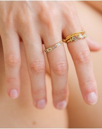 Elli Jewelry - Ring Gemstone Party 925 Sterling Silver Gold-Plated