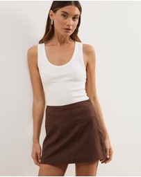 Atmos&Here - Cassidy Linen Blend Tailored Skort