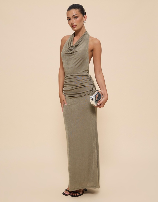 CHANCERY - Draped Bodice Halter Jersey Dress