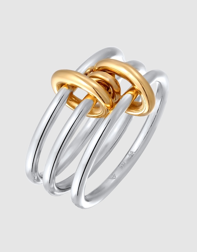 Elli Jewelry - Ring Trio Bicolor 925 Sterling Silver