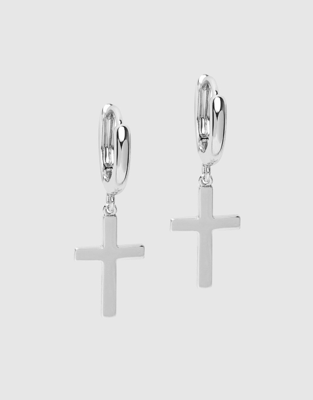Nialaya Jewellery - Small Cross Earrings in Silver