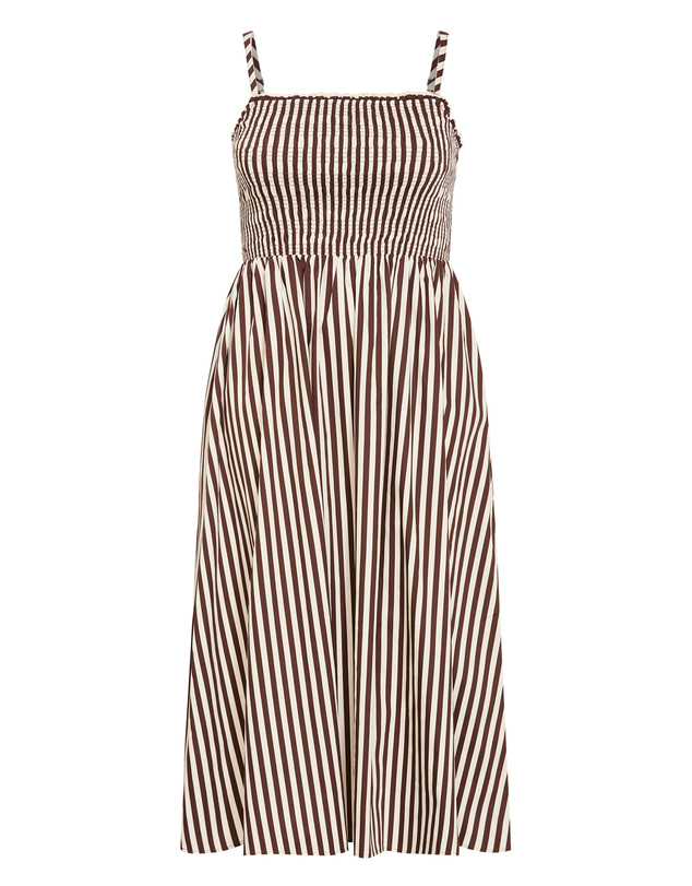 City Chic - Plus size Jolie Stripe Midi Dress - chocolate