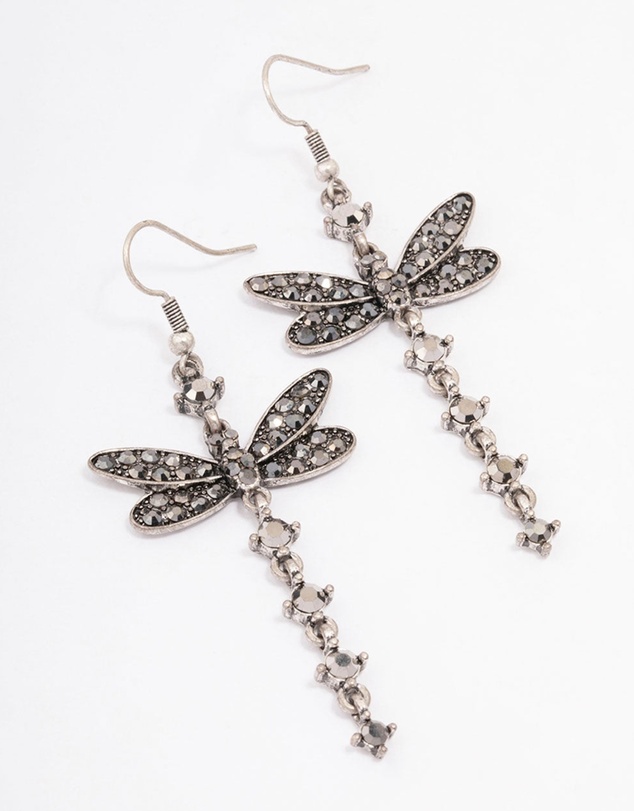 Lovisa - Antique Silver Dragonfly Drop Earrings