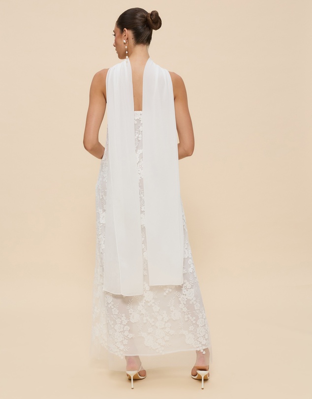 CHANCERY - Sana Strapless Sheer Lace Maxi Dress with Scarf