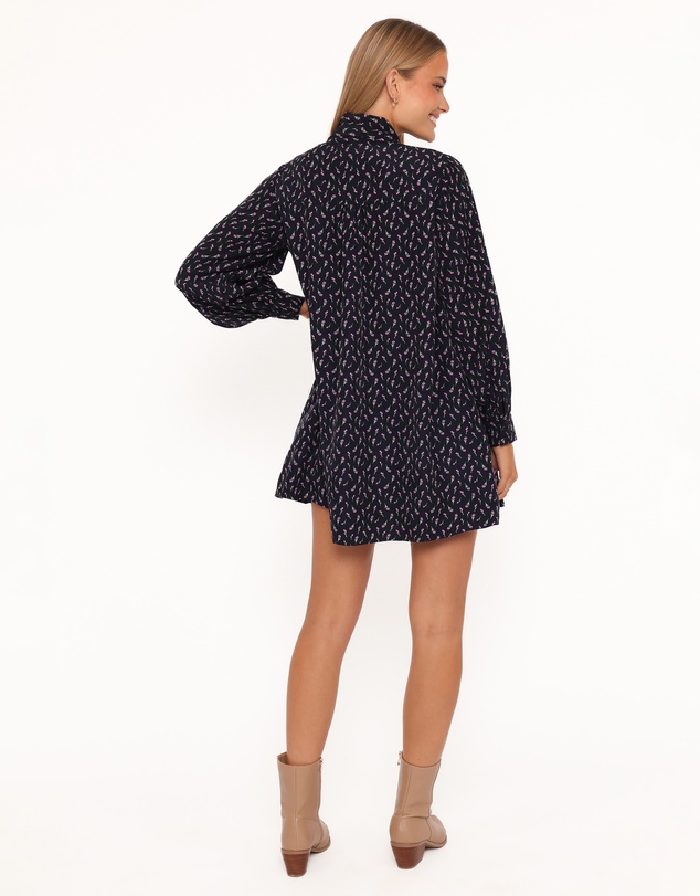 Petal & Pup - Baylie Long Sleeve Mini Dress - Navy Tulip Floral