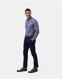 Brooksfield - Abstract Floral Print Reg Fit Stretch Business Shirt