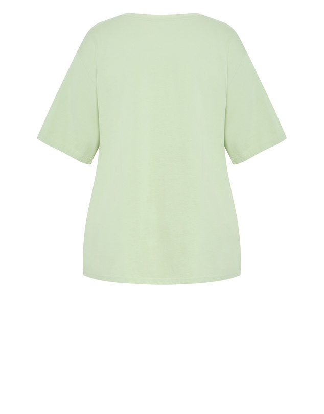 City Chic - Plus size Queen Of Hearts Oversized Tee - lime
