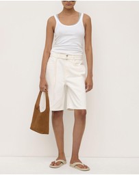 Assembly Label - Loose Fit Long Denim Shorts