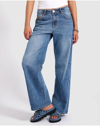 ONE TEASPOON - Jackson Mid Waist Wide Leg Denim Jeans