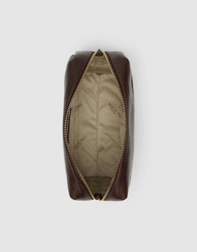 Republic of Florence - The Otto Leather Dopp Kit Matt Chocolate