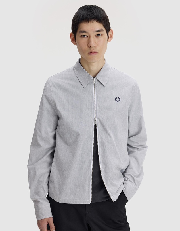 Fred Perry - Striped Seersucker Zip Through Overshirt