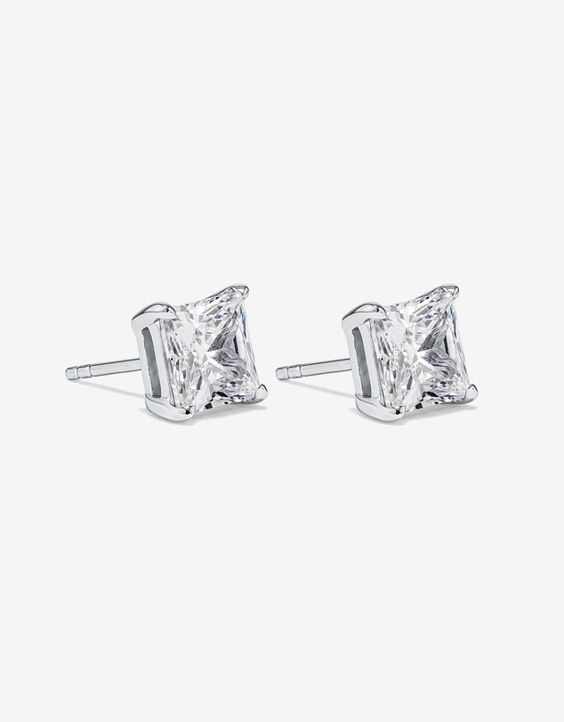 Michael Hill - 7mm Princess Cubic Zirconia Stud Earrings in Sterling Silver