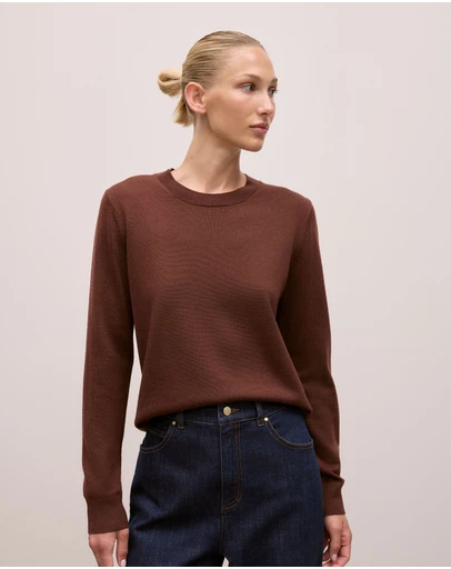Trenery - Merino Classic Crew in Espresso