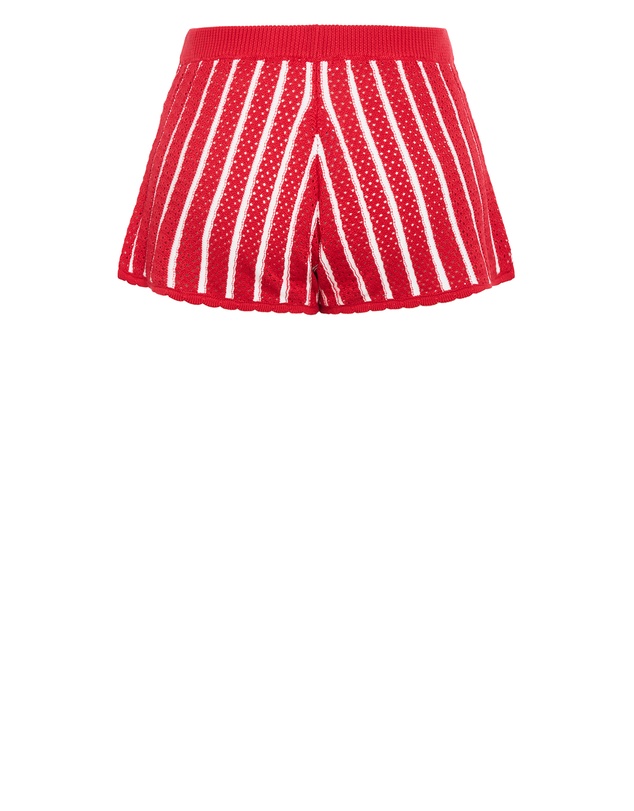 City Chic - Plus Size Issy Crochet Knit Stripe Short - red