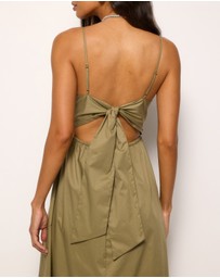 AERE - Ivy Cotton Tie Back Midi Dress